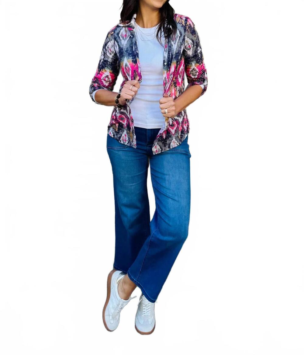 NEW DAVID CLINE women's roll up sleeve shirt in sedona